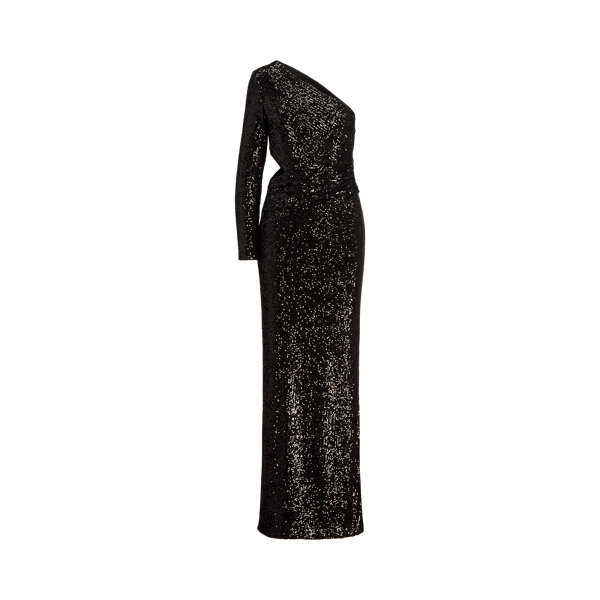 Polo Ralph Lauren Sequined One-Shoulder Gown
