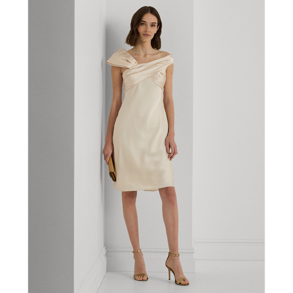 Satin Off-the-Shoulder Cocktail Dress