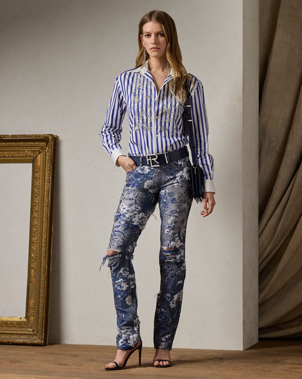 160 slim denim jeans met versiering