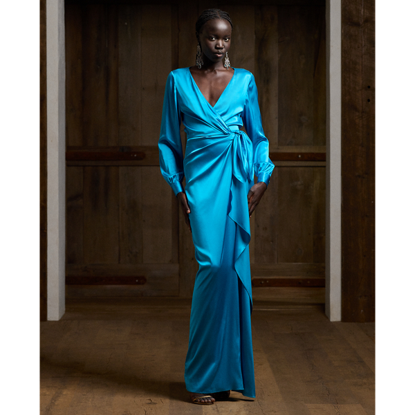 Saundra Stretch Charmeuse Evening Dress Ralph Lauren Collection 1