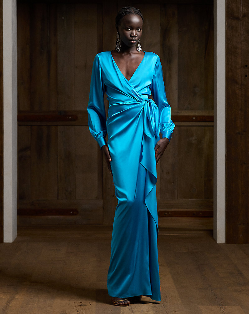 Saundra Stretch Charmeuse Evening Dress Ralph Lauren Collection 1