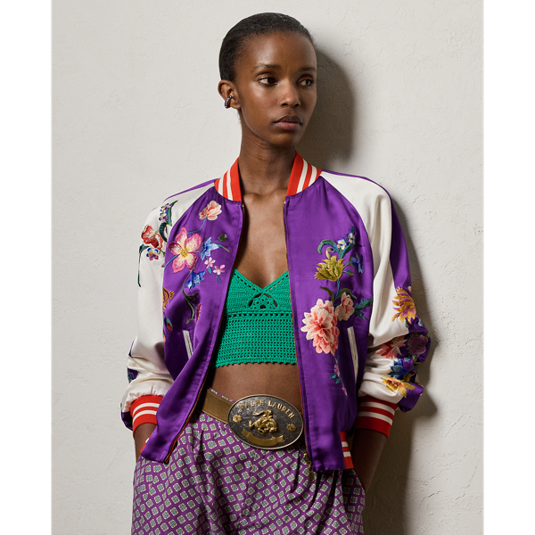 Lydiah Embellished Satin Bomber Jacket