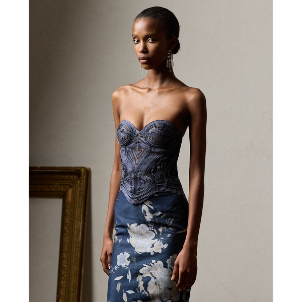 Tulle Straps Lily Of The Valley Boned Bustier