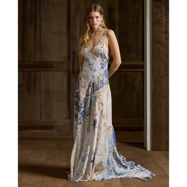 Harling Patchwork Lace Evening Dress