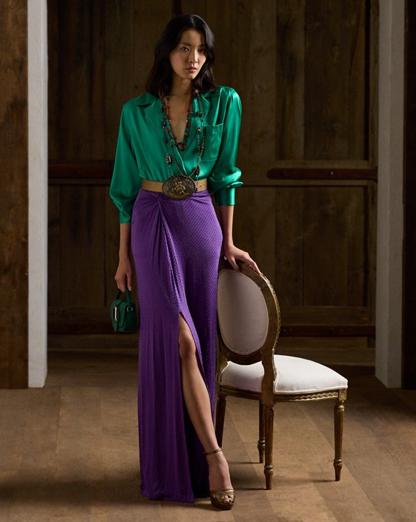 Embellished Jersey Sarong Maxiskirt