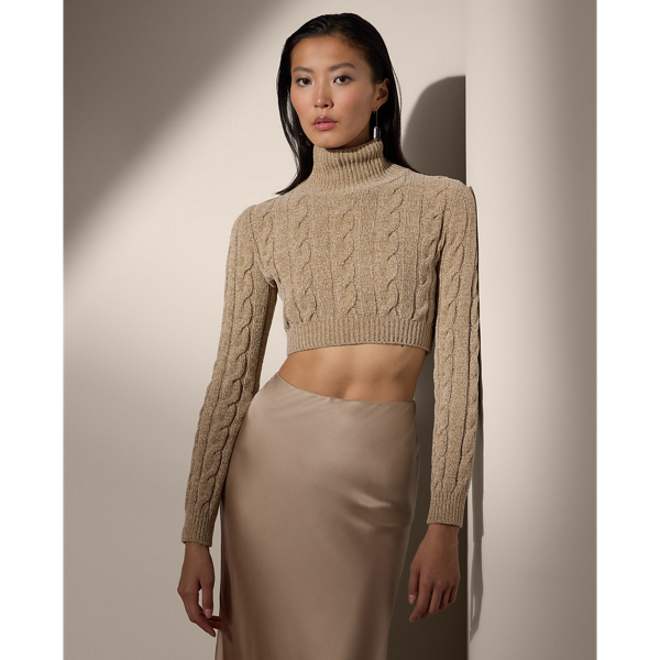 Silk Blend Cropped Roll Neck Jumper