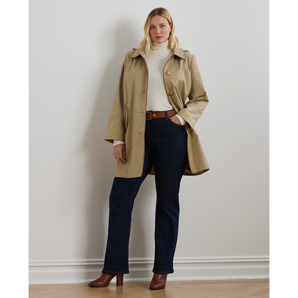 Faux Leather Trim Hooded Coat