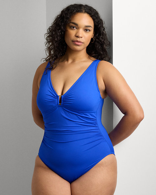 Shirred Ring-Front One-Piece