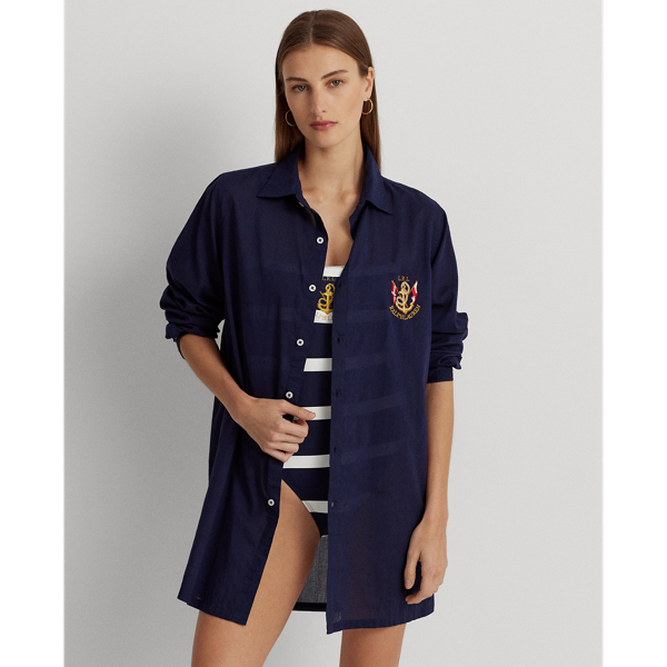 Cotton Voile Camp Shirt Cover-Up