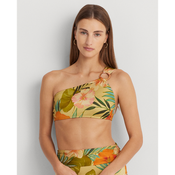 Print Ring-Front One-Shoulder Bikini Top Lauren 1