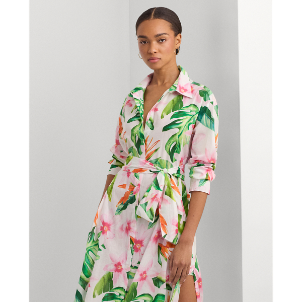 Floral Cotton Voile Shirtdress Cover-Up Lauren 1