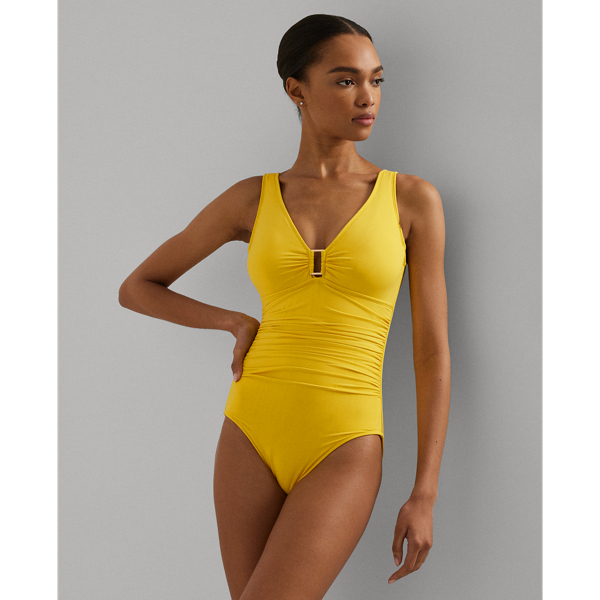 Shirred Ring-Front One-Piece