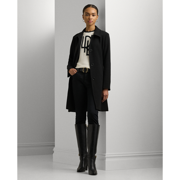 Black crepe coat shop