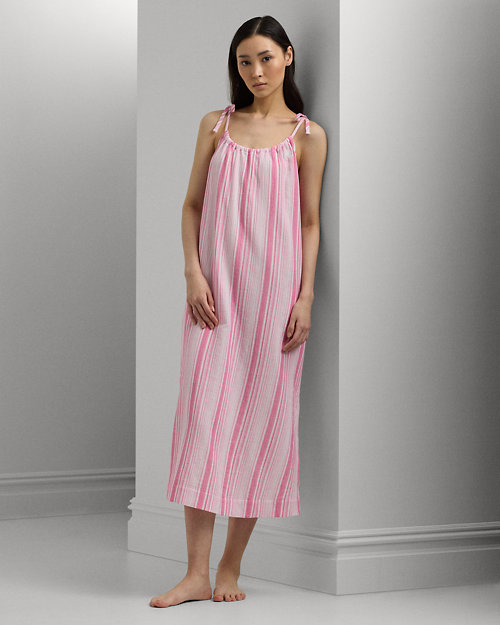 Striped Cotton Gauze Ballet Nightgown