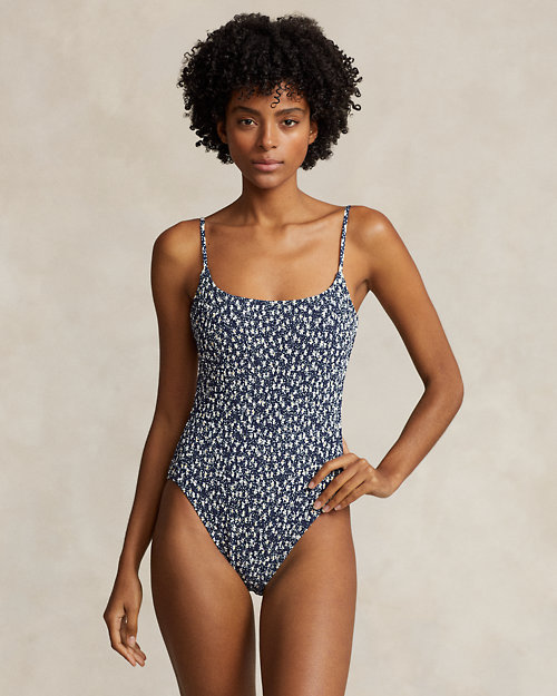 Smocked Floral One-Piece Swimsuit