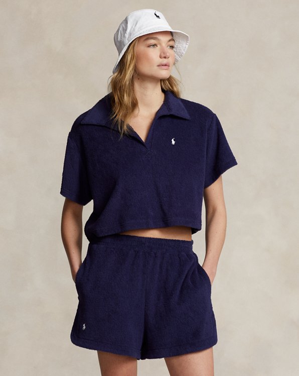 Terry Polo Shirt and Short Cover-Up Set