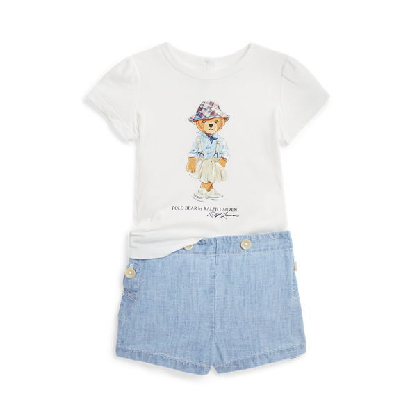 Polo Bear Cotton Tee & Short Set for Baby Girl Ralph Lauren® UK