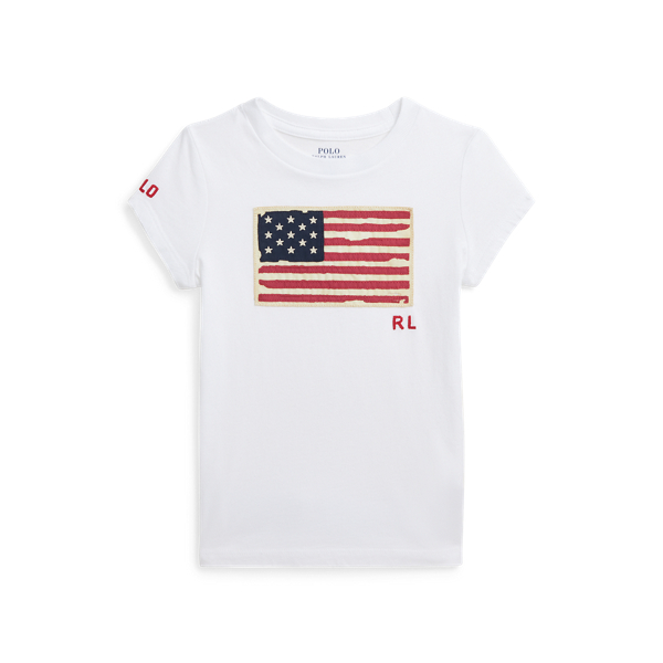 T-shirt em malha de algodão com bandeira