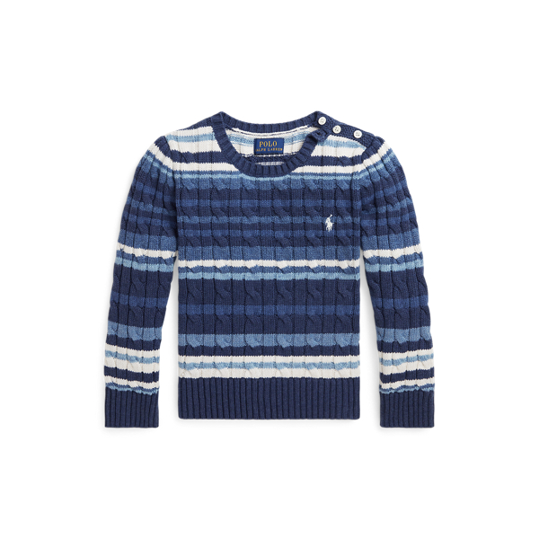 Striped Cable-Knit Cotton Sweater