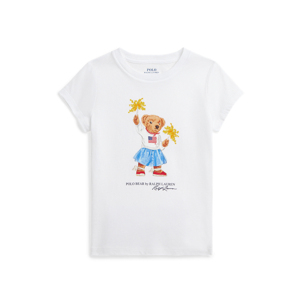 White Polo Bear Cotton Jersey Tee Girls 26x 1