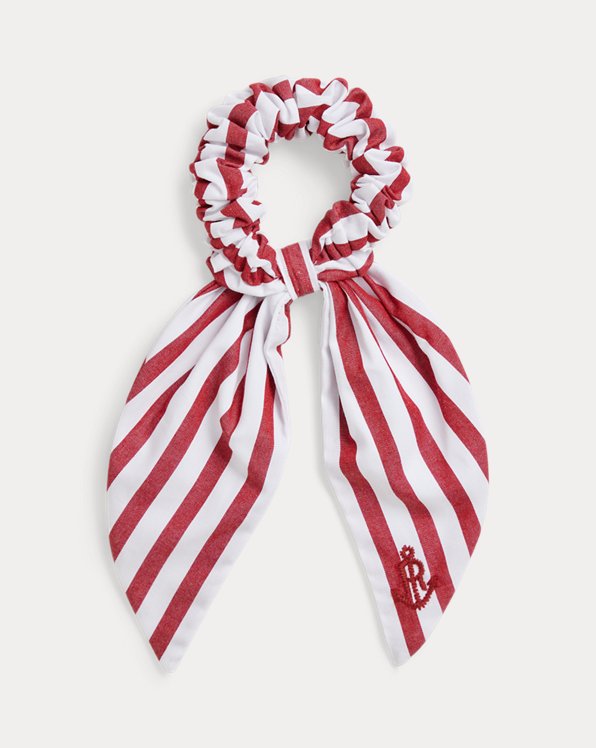 Striped Cotton Poplin Ribbon Scrunchie
