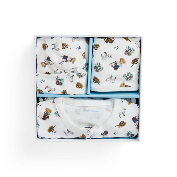 HELLO!! Baby 2-Piece Striped Bear Polo Set