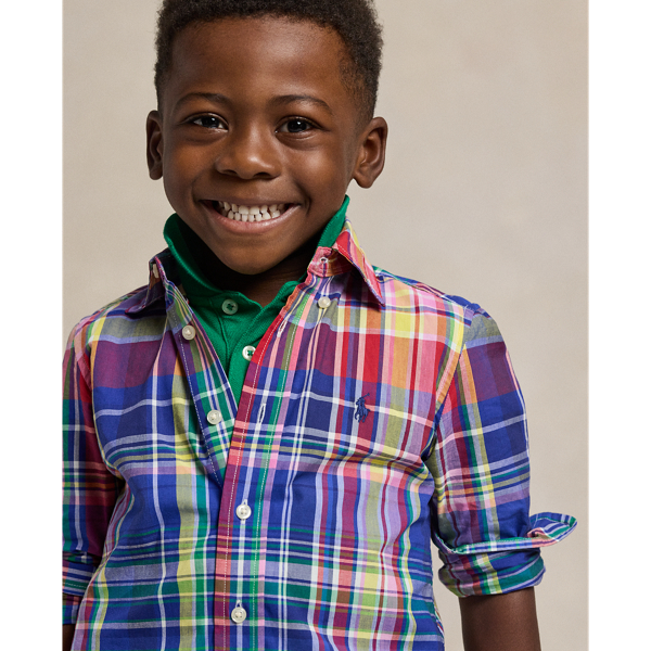 Camicia scozzese in popeline di cotone da bambino Ralph Lauren IT