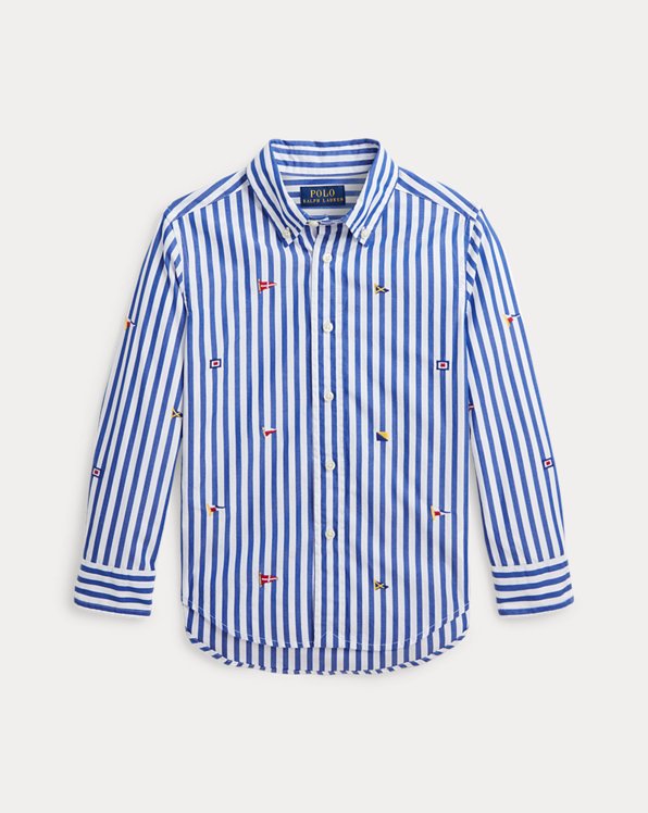 Sailing-Flag Striped Cotton Poplin Shirt