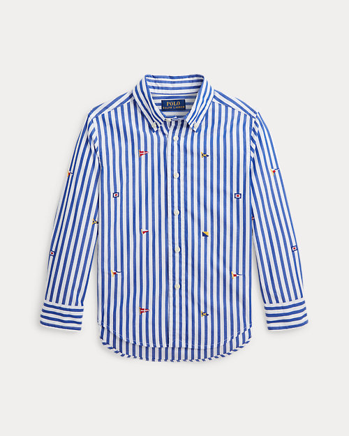 Sailing-Flag Striped Cotton Poplin Shirt