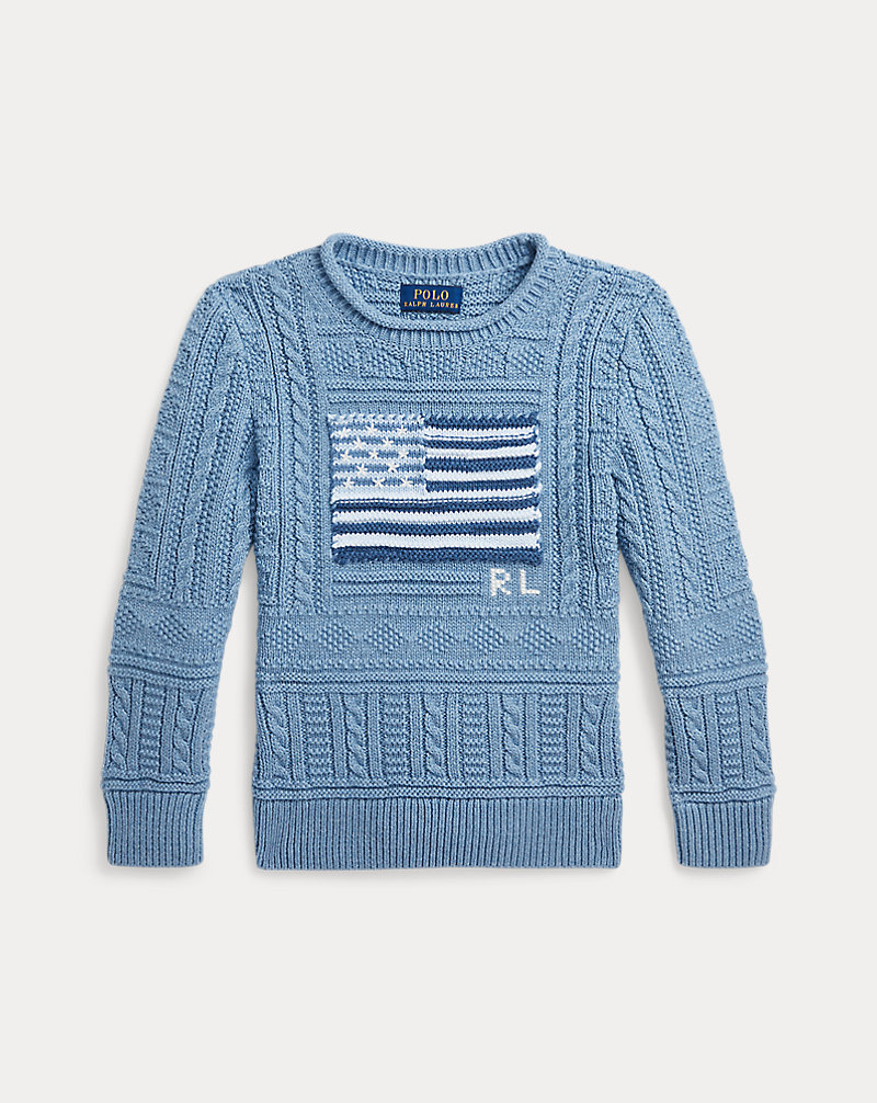 Mixed-Knit Flag Cotton Jumper BOYS 1.5–6 YEARS 1