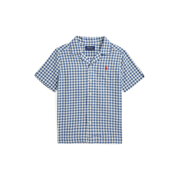 Gingham Cotton Madras Camp Shirt