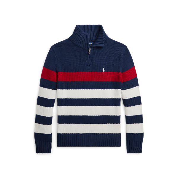 Striped Cotton Quarter-Zip Jumper