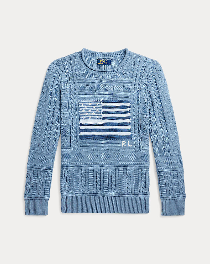 Mixed-Knit Flag Cotton Jumper BOYS 6–14 YEARS 1