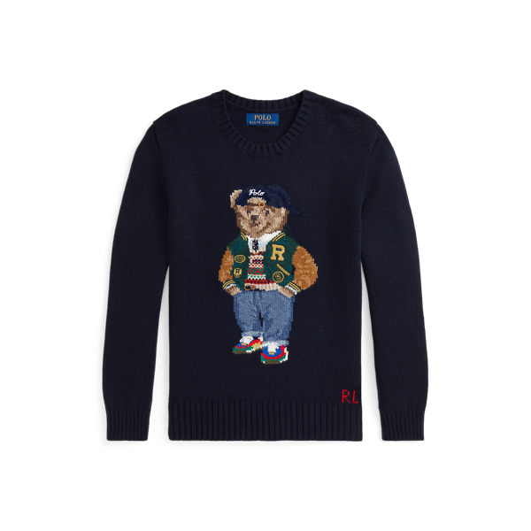Polo Ralph Lauren Maglia Blu Con Polo Bear Per Bambini 322668286002 main image 1