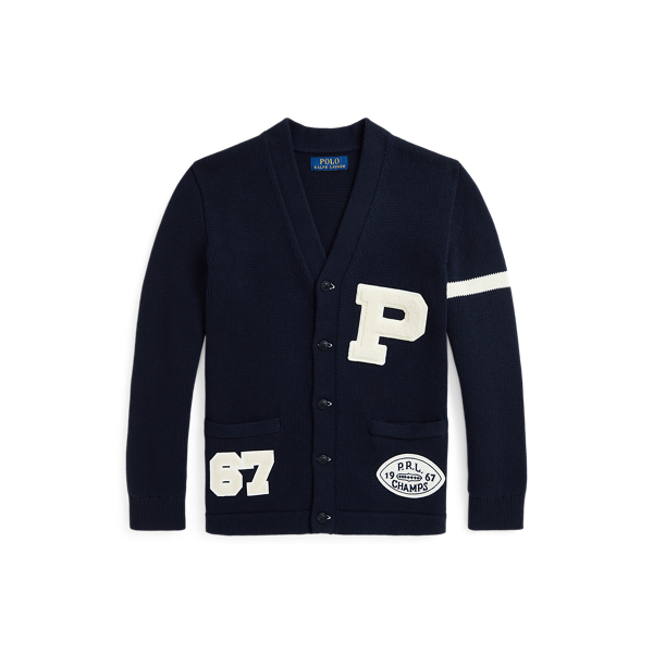 Cotton V Neck Letterman Cardigan for Boys Ralph Lauren PK