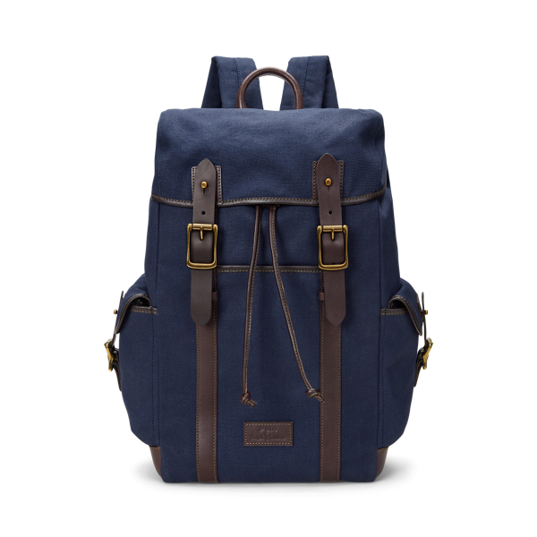 Leather Trim Canvas Backpack