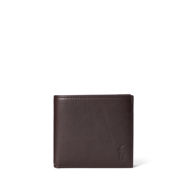 Pebbled Leather Billfold Coin Wallet