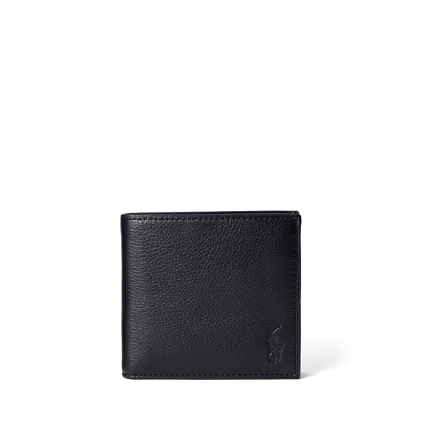 Pebbled Leather Billfold Coin Wallet