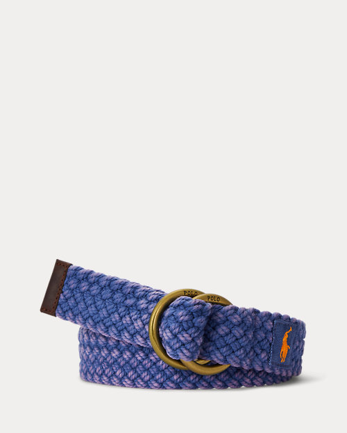 Leather-Trim Braided Belt