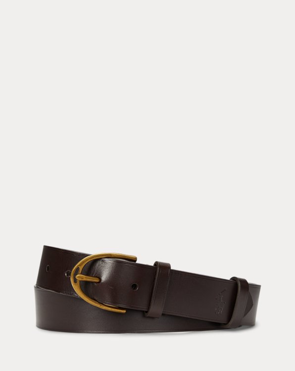 Horseshoe-Buckle Leather Belt