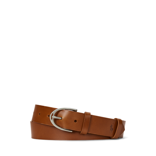 Horseshoe-Buckle Leather Belt