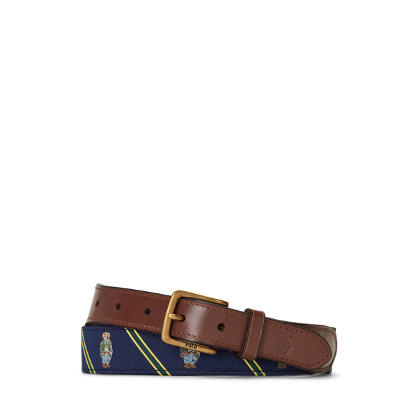 Polo Bear Leather-Trim Belt