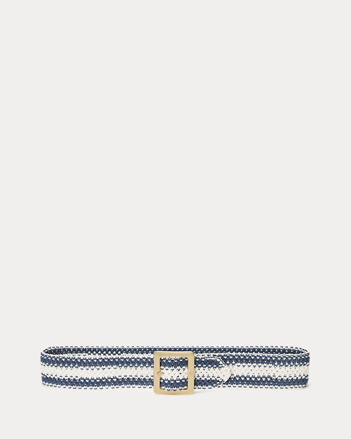 Striped Woven Wide Belt