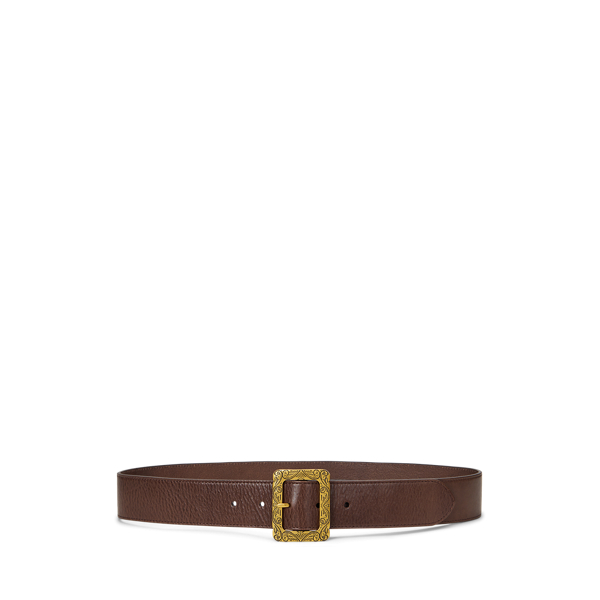 Tumbled Leather Rectangle-Buckle Belt for Women | Ralph Lauren® GP
