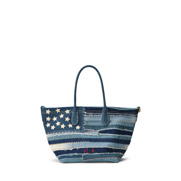 Cabas moyen Bellport à drapeau en denim