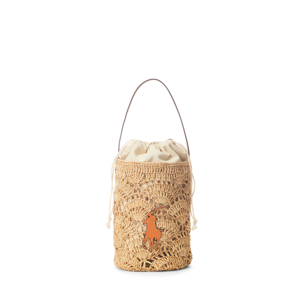 Big Pony Raffia Small Bucket Bag