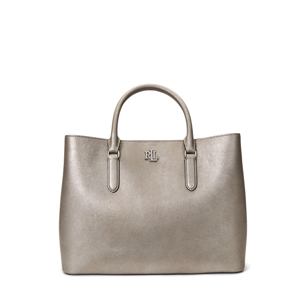 Metallic Leather Large Marcy Satchel Lauren 1