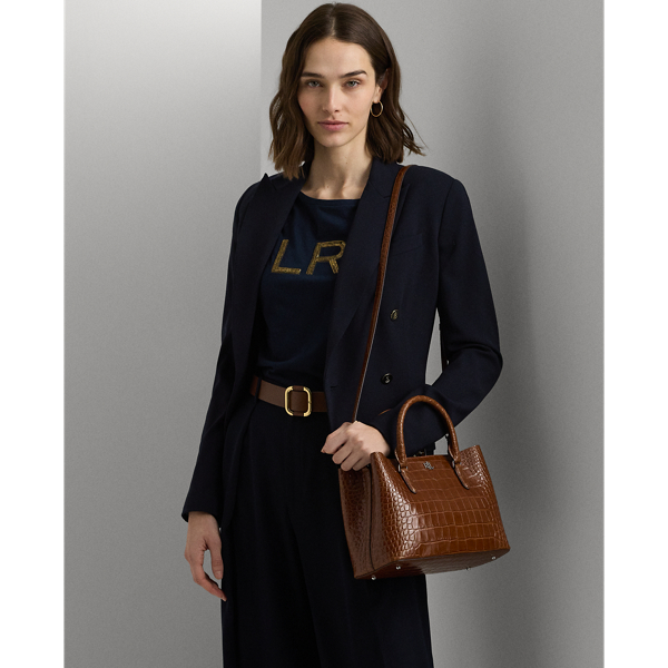 Embossed Leather Small Marcy Satchel for Women | Ralph Lauren® UK