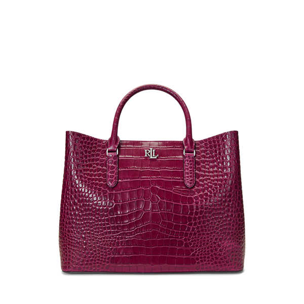 Embossed Leather Large Marcy Satchel 