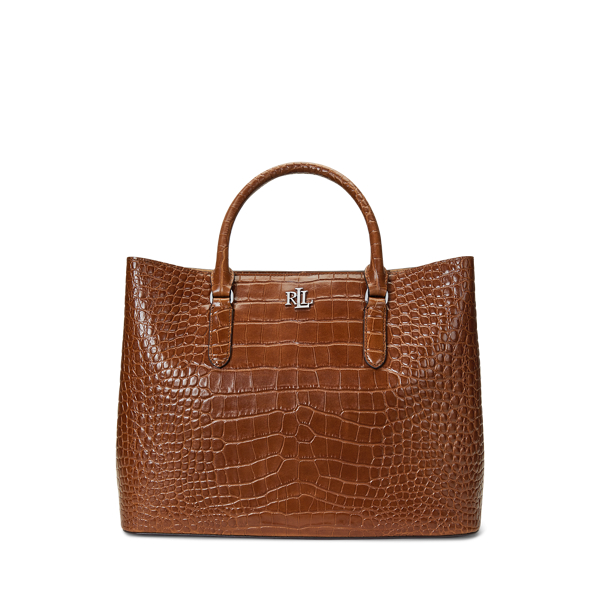 Embossed Leather Large Marcy Satchel